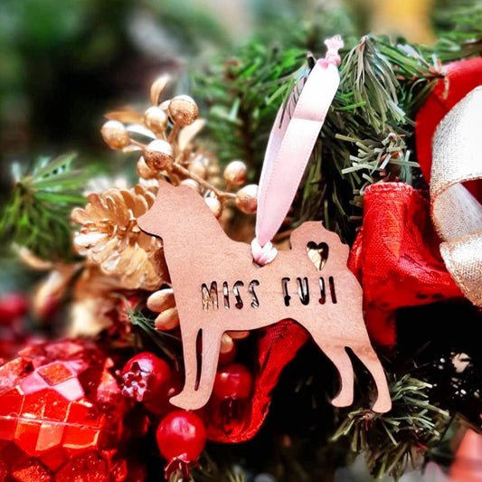 Personalised Dog Shape Wooden Christmas Ornament (Made in Singapore)