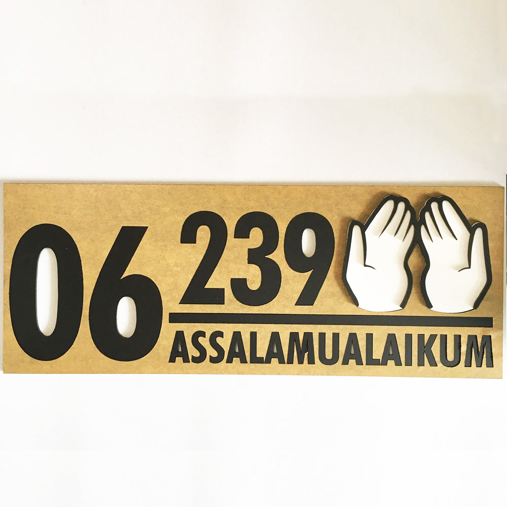 38cm - Assalamualaikum (Matte Black) - Unit Number