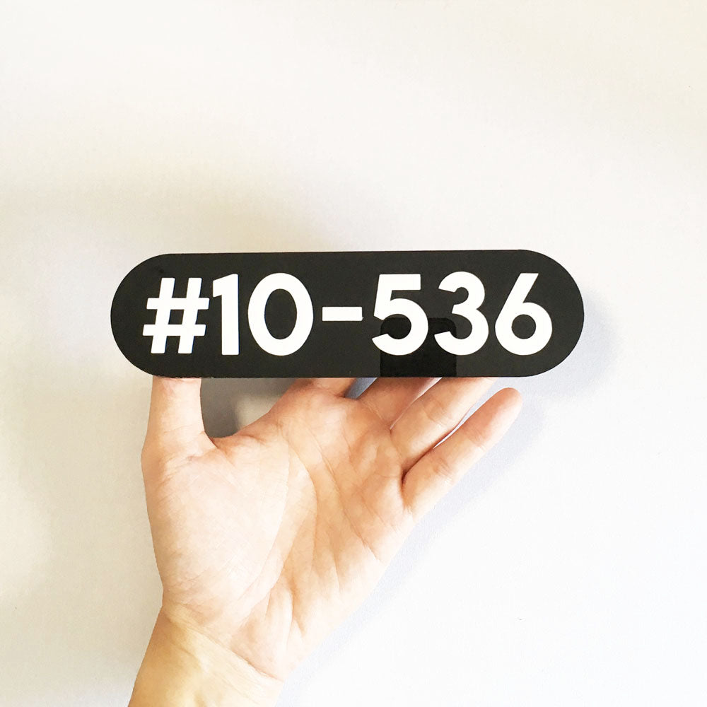 18.5cm - White on Black - Unit Number