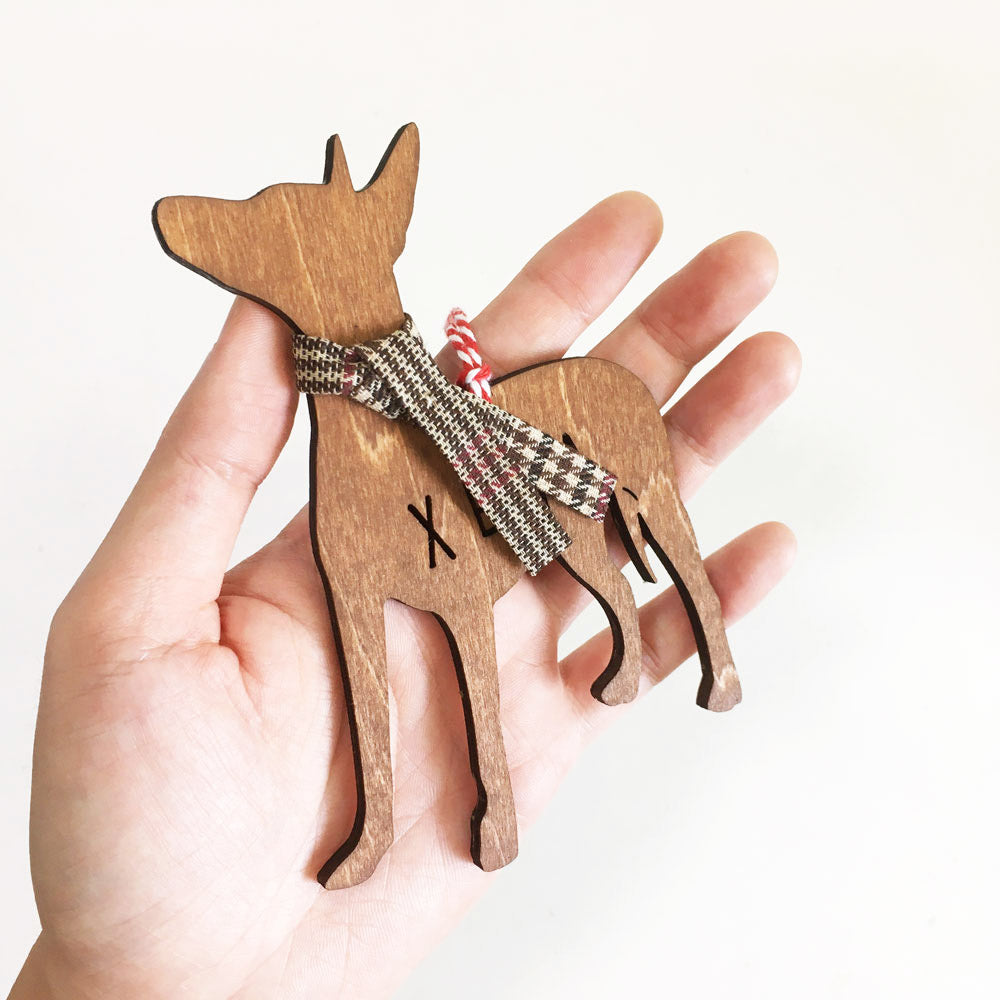 Xoloitzcuintle - Wooden Dog Ornament (with Scarf)