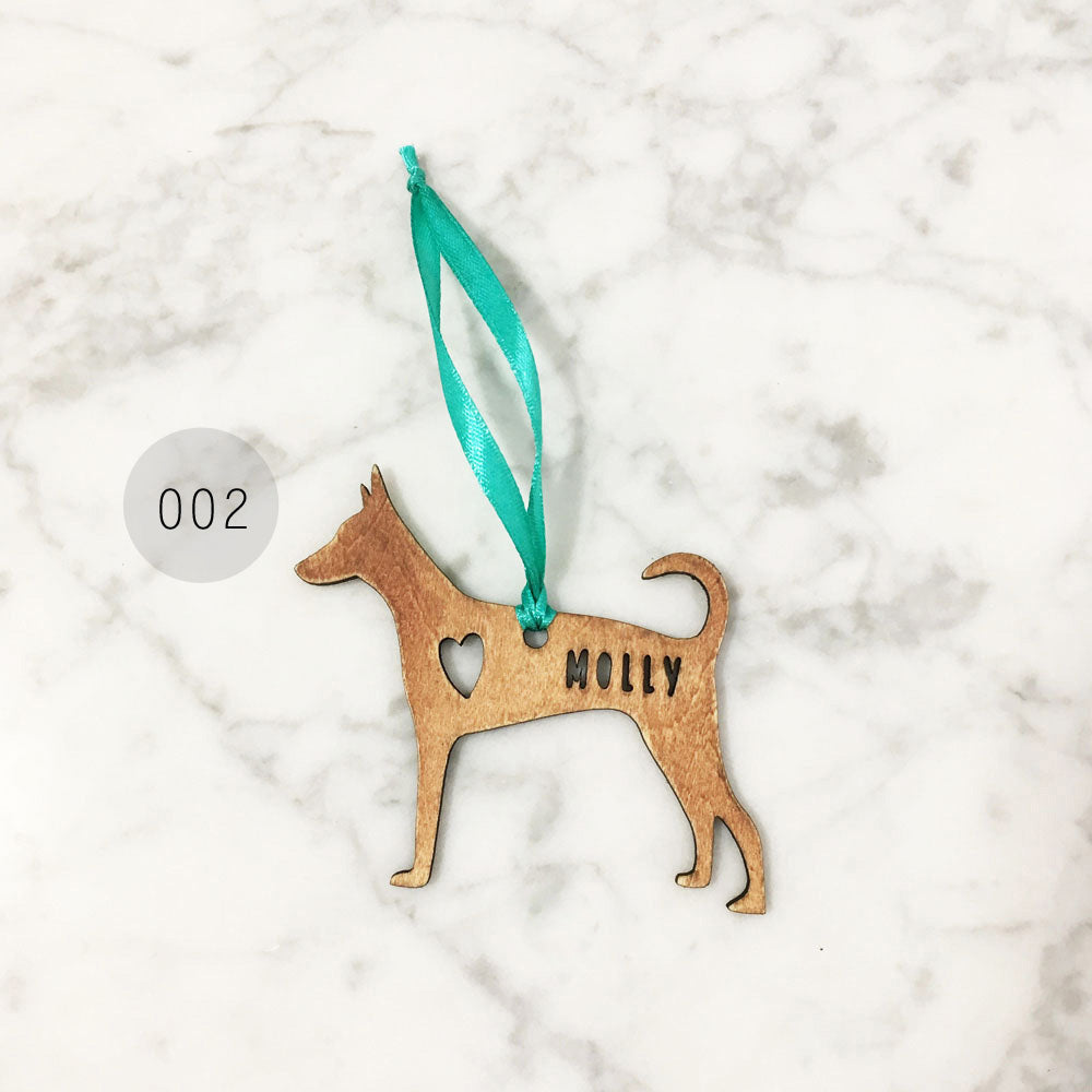 Wooden Dog Silhouette Ornament (Rustic Brown) - Avaloncraftsg