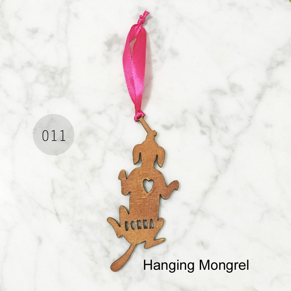 Wooden Dog Silhouette Ornament (Rustic Brown) - Avaloncraftsg