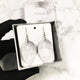 White Marble - Leather Leaf Earrings