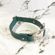 Teal - Henbury Leather Dog Collar (Silver) - Avaloncraftsg