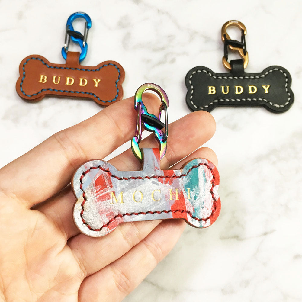 Carnaval - Leather Bone Dog Tag