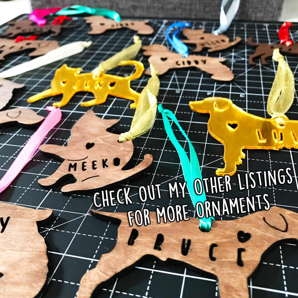Wooden Cat Silhouette Ornament