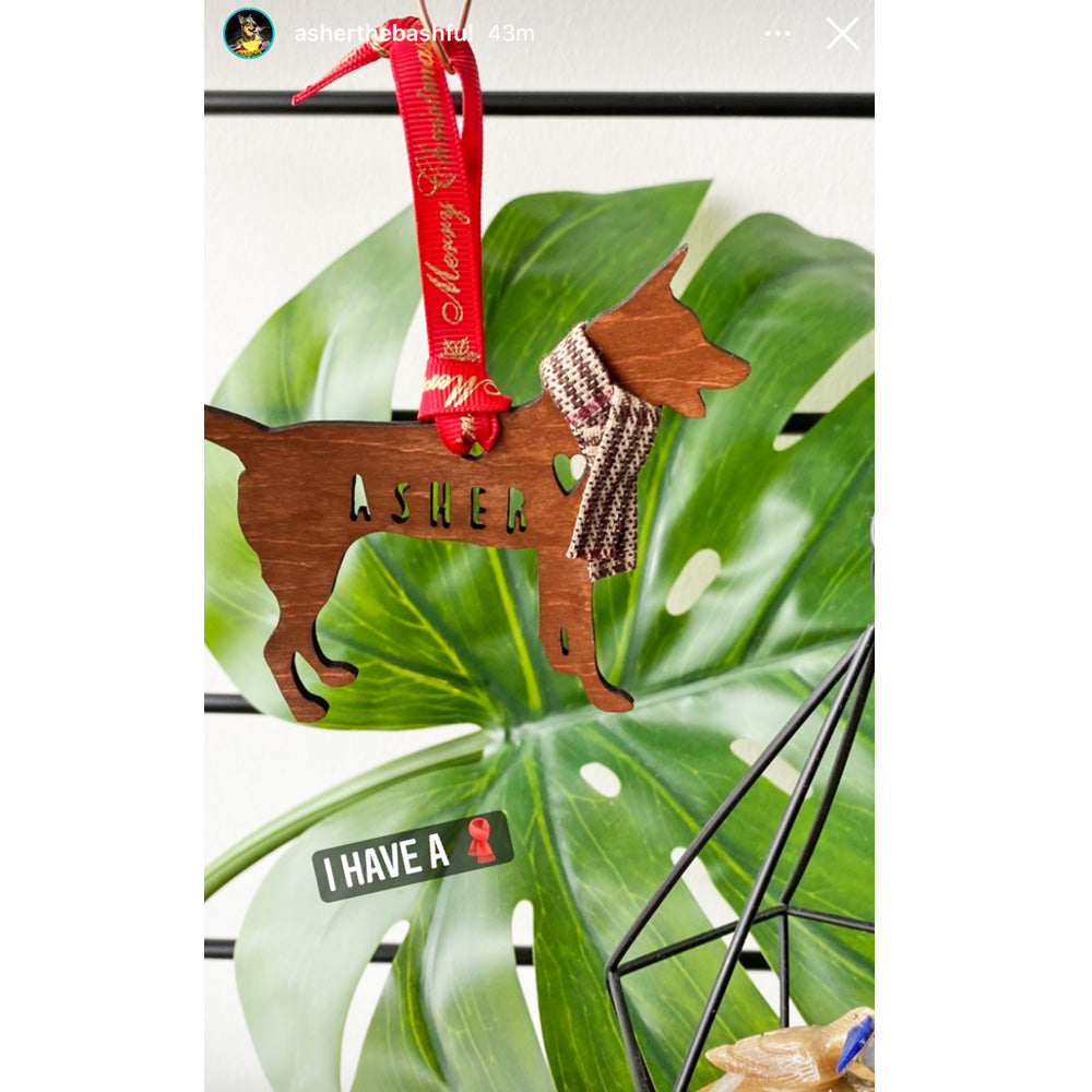Singapore Special - Wooden Dog Ornament (with Scarf)