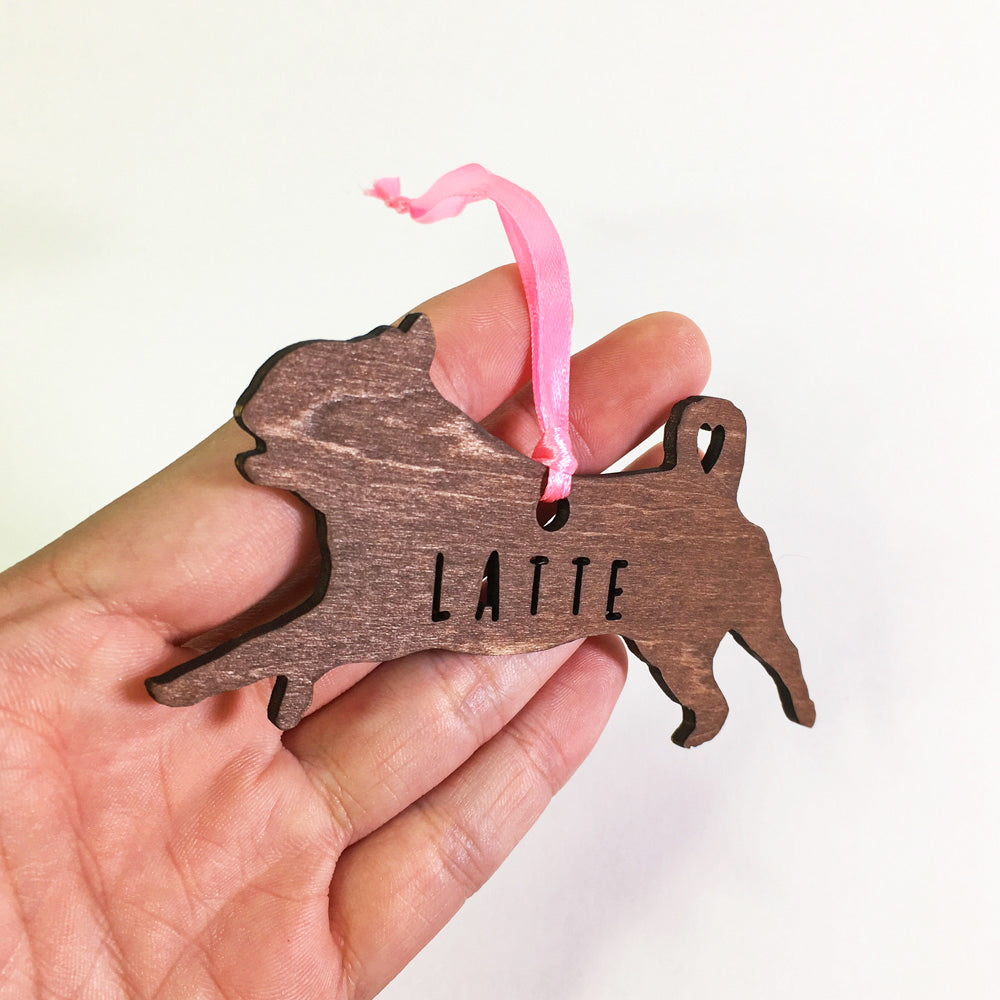 Pug - Wooden Dog Ornament