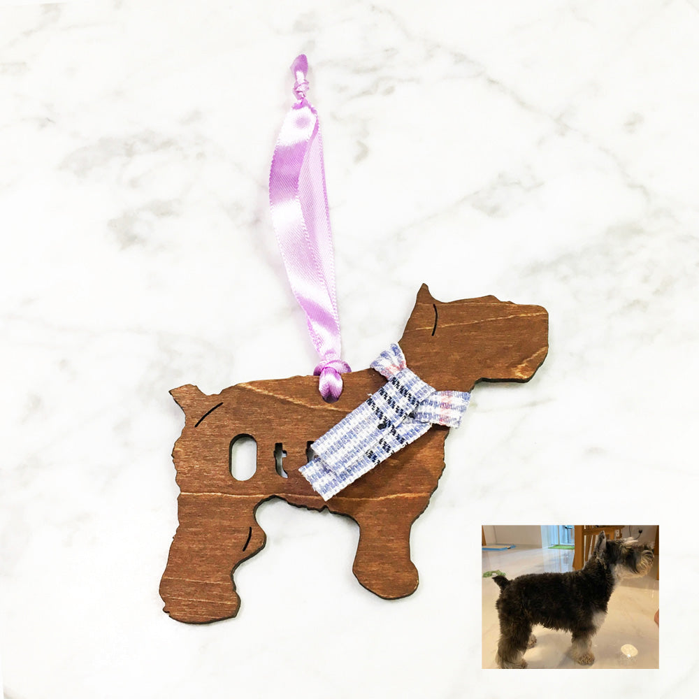 Miniature Schnauzer - Wooden Dog Ornament (with Scarf)