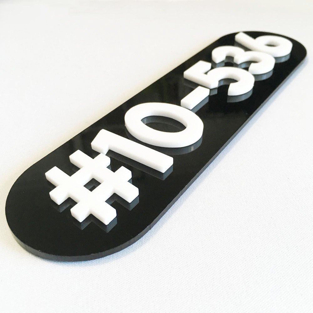18.5cm - White on Black - Unit Number