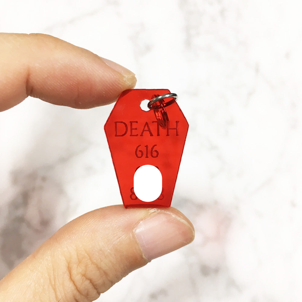 Tinted Red Coffin - Acrylic Tag