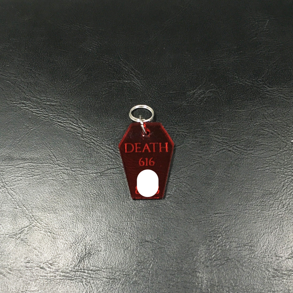 Tinted Red Coffin - Acrylic Tag