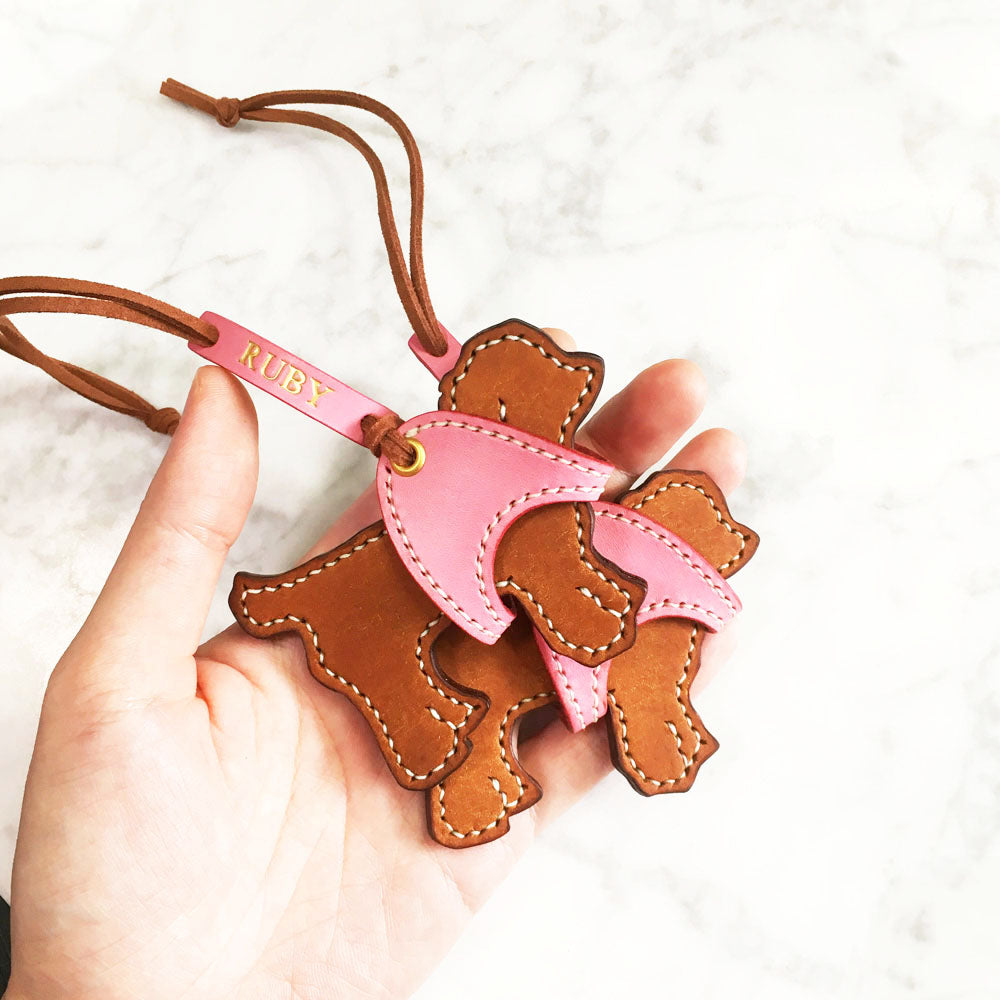 Poodle with Harness - Custom Leather Bag Charm