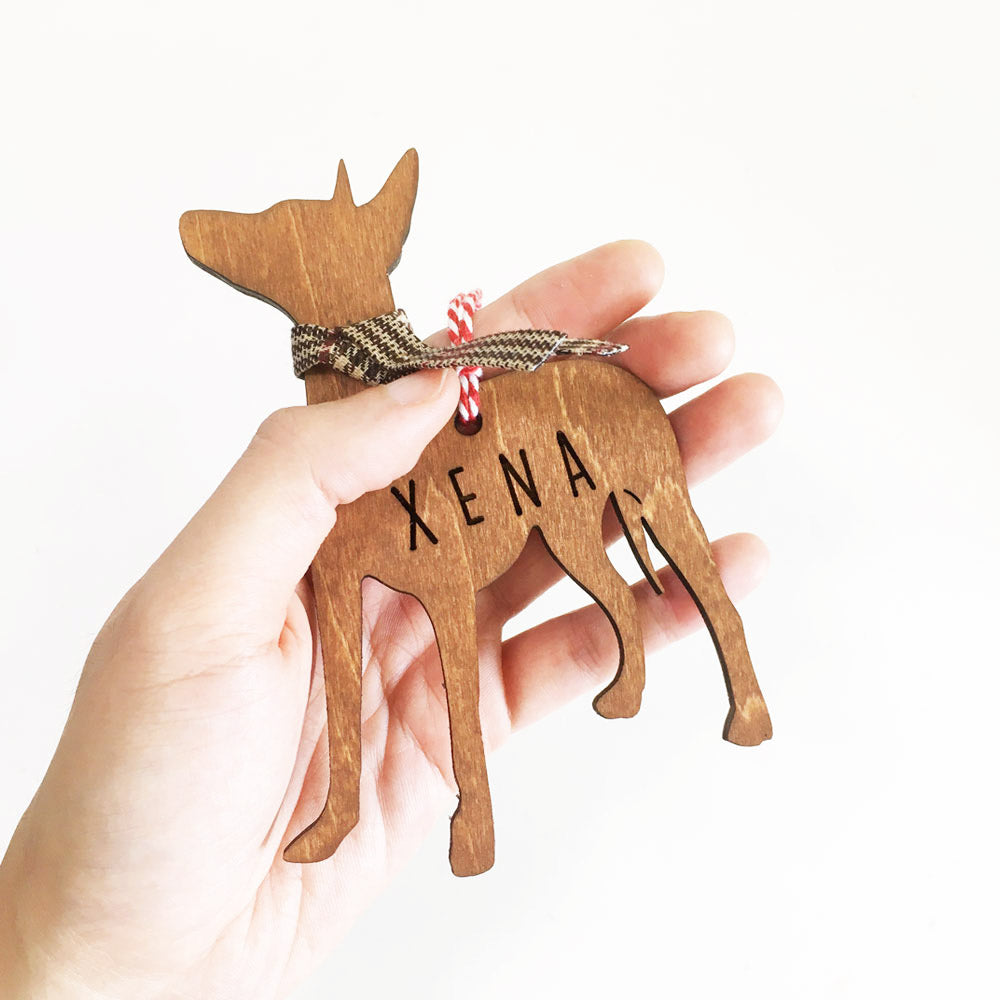 Xoloitzcuintle - Wooden Dog Ornament (with Scarf)