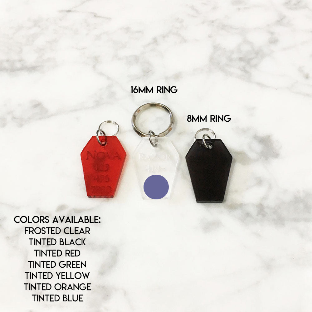 Tinted Black Acrylic Coffin Shape Pet Tag - Avaloncraftsg