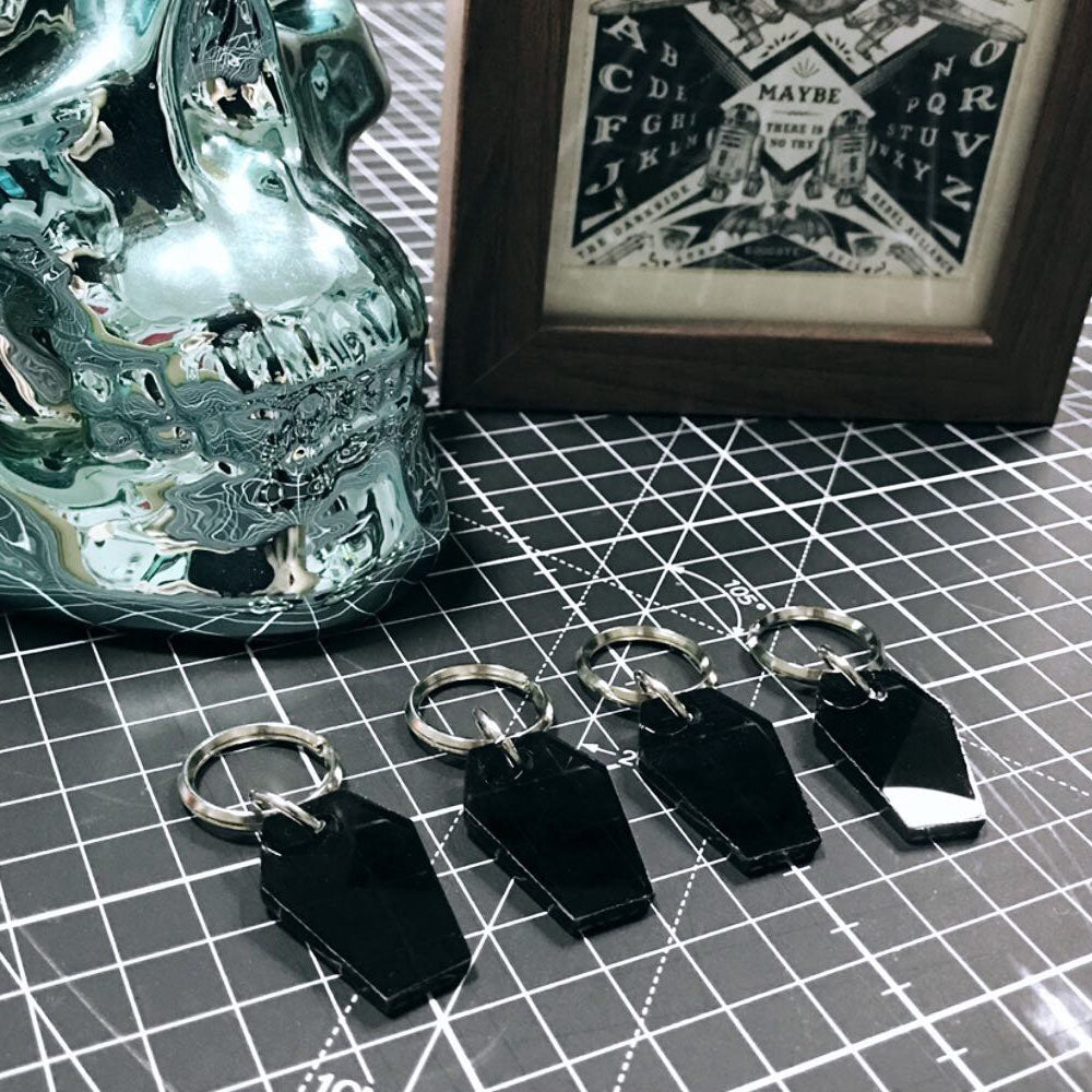 Tinted Black Acrylic Coffin Shape Pet Tag - Avaloncraftsg