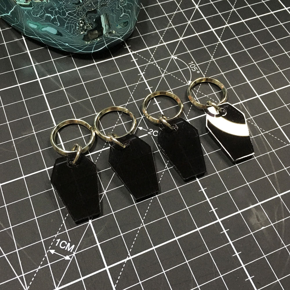 Tinted Black Acrylic Coffin Shape Pet Tag - Avaloncraftsg