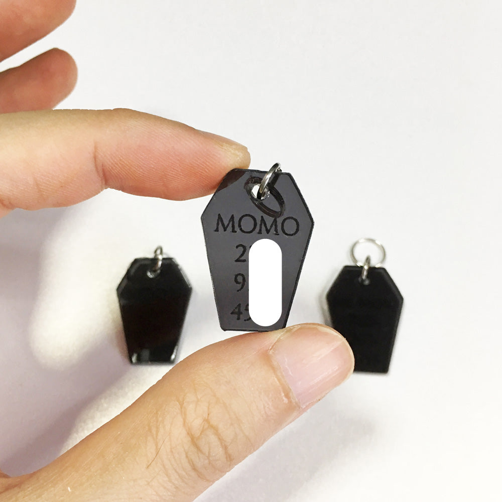 Tinted Black Coffin - Acrylic Tag