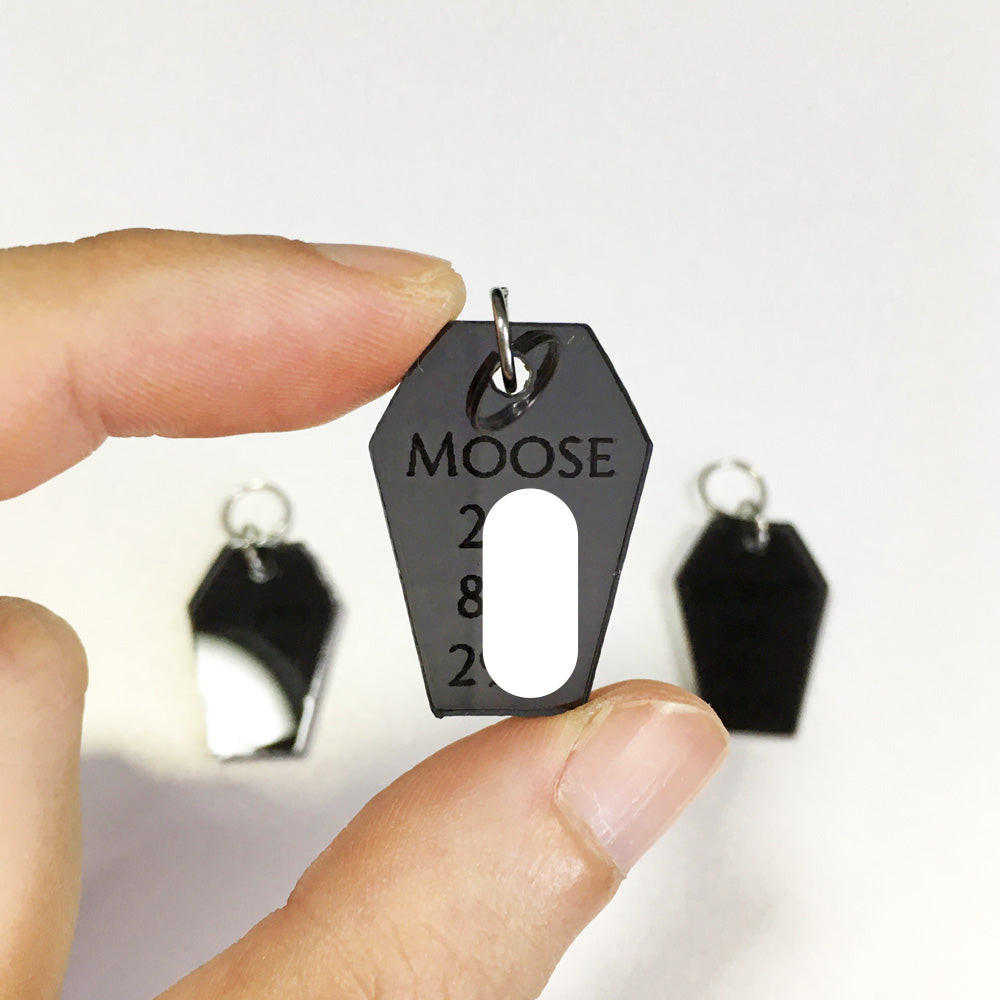 Tinted Black Coffin - Acrylic Tag