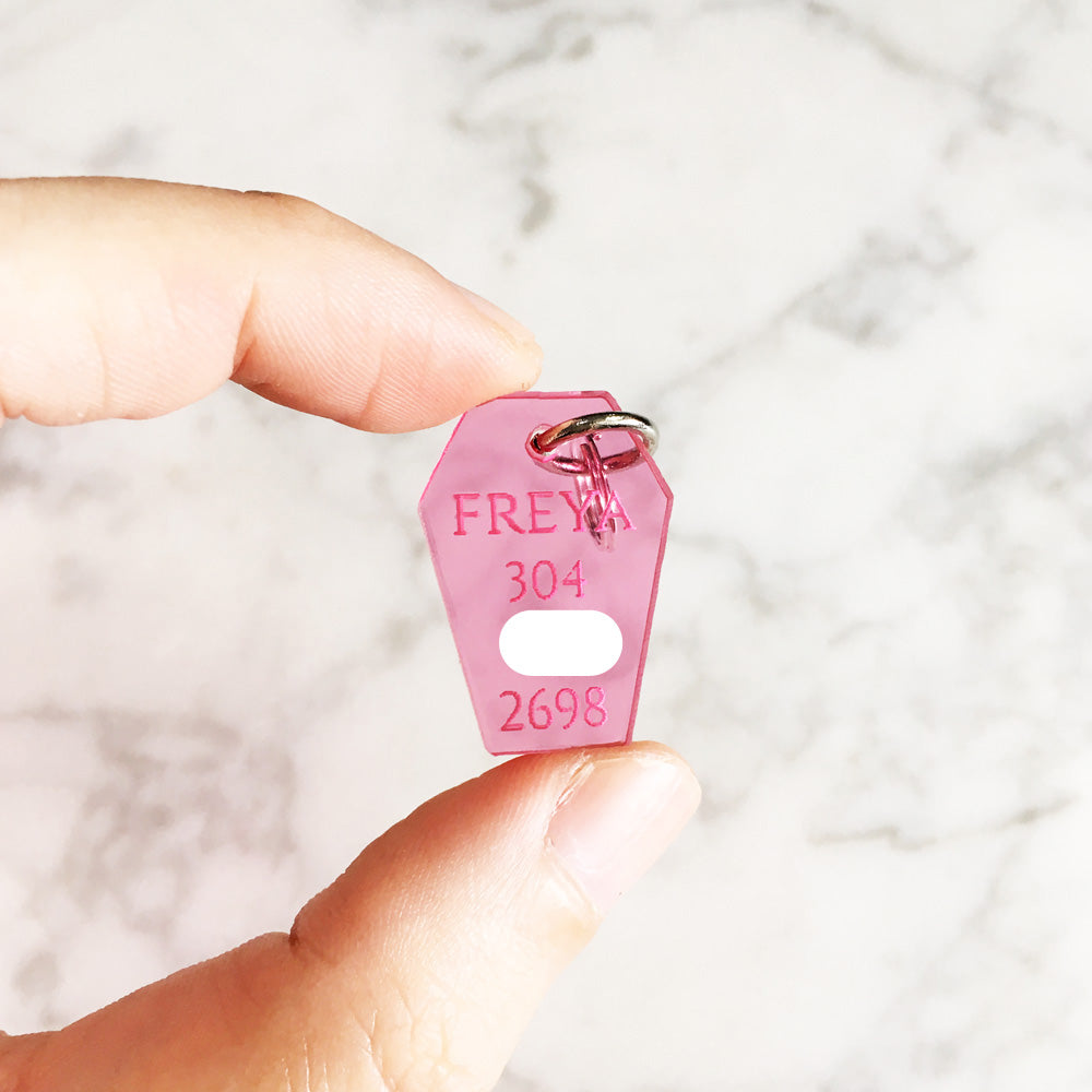 Tinted Pink Coffin - Acrylic Tag