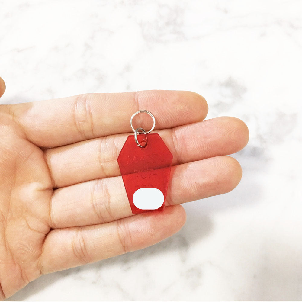 Tinted Red Acrylic Coffin Shape Pet Tag - Avaloncraftsg