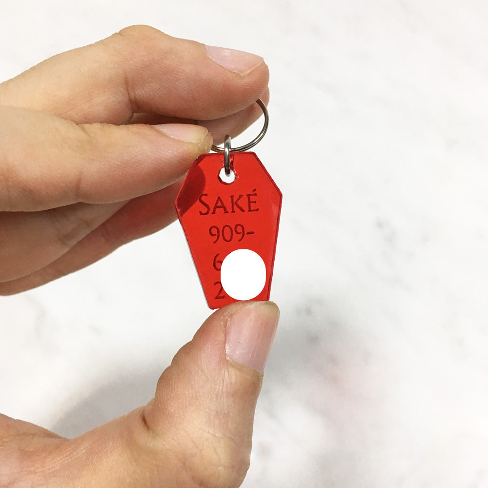 Tinted Red Coffin - Acrylic Tag