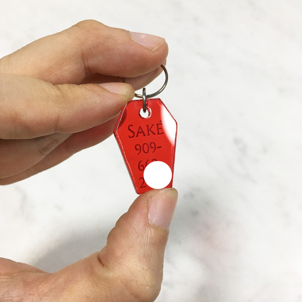 Tinted Red Coffin - Acrylic Tag