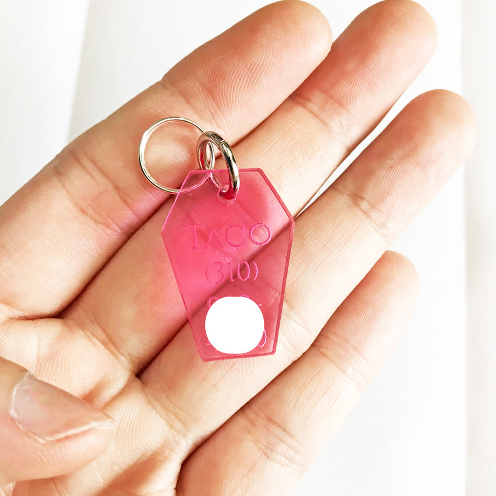 Tinted Pink Coffin - Acrylic Tag