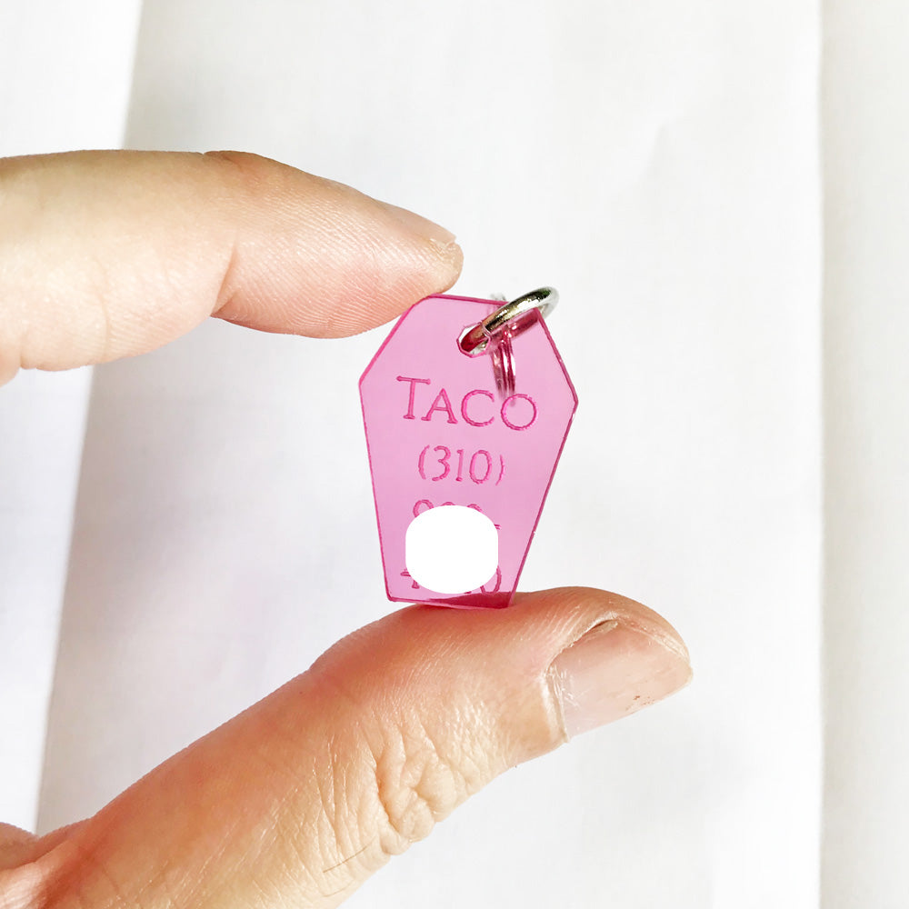Tinted Pink Coffin - Acrylic Tag