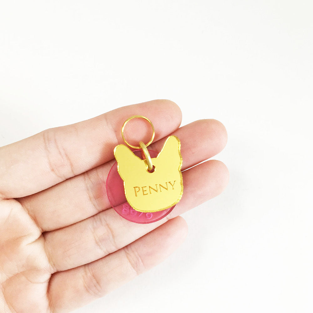French Bulldog - Gold Mirror Acrylic Tag