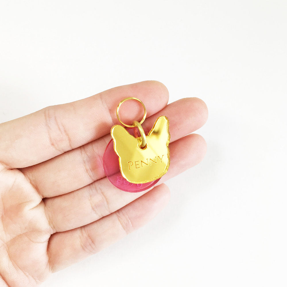 French Bulldog - Gold Mirror Acrylic Tag