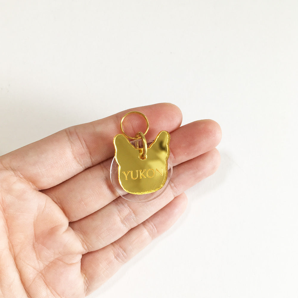 French Bulldog - Gold Mirror Acrylic Tag
