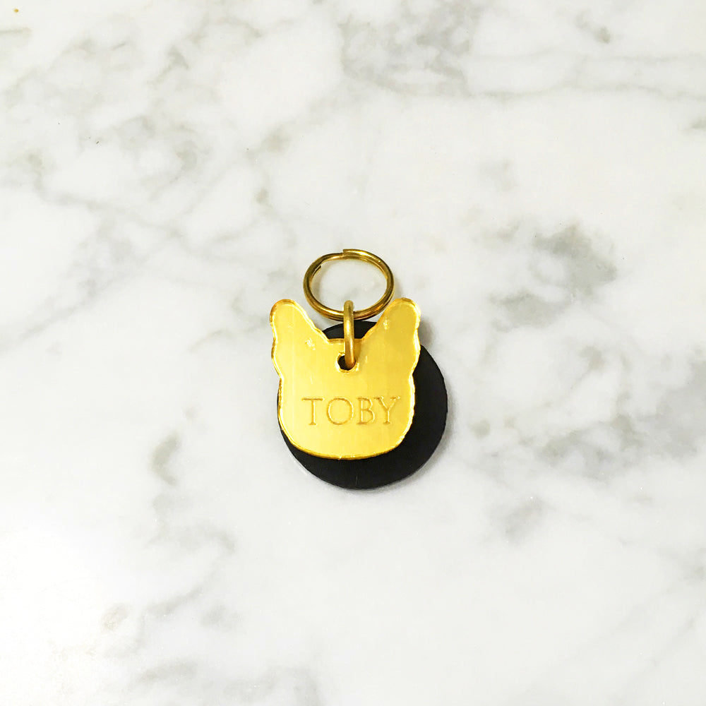 French Bulldog - Gold Mirror Acrylic Tag