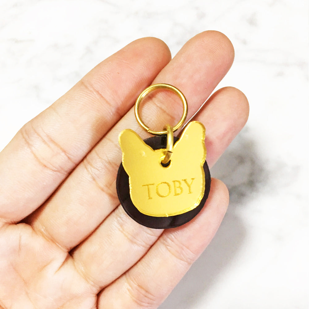 French Bulldog - Gold Mirror Acrylic Tag