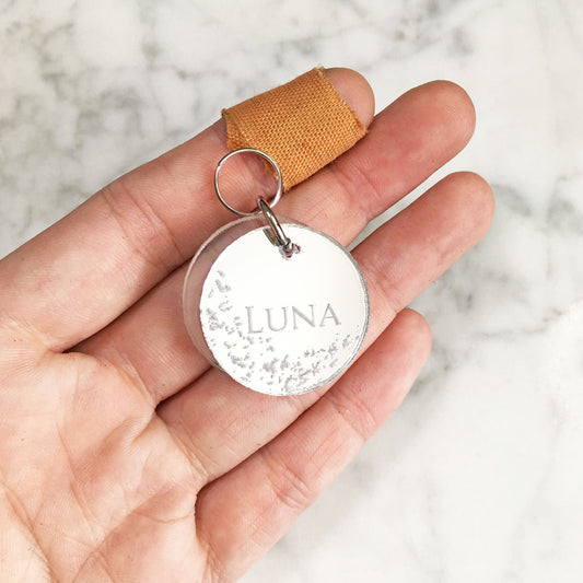 Moon - Silver Mirror Acrylic Tag