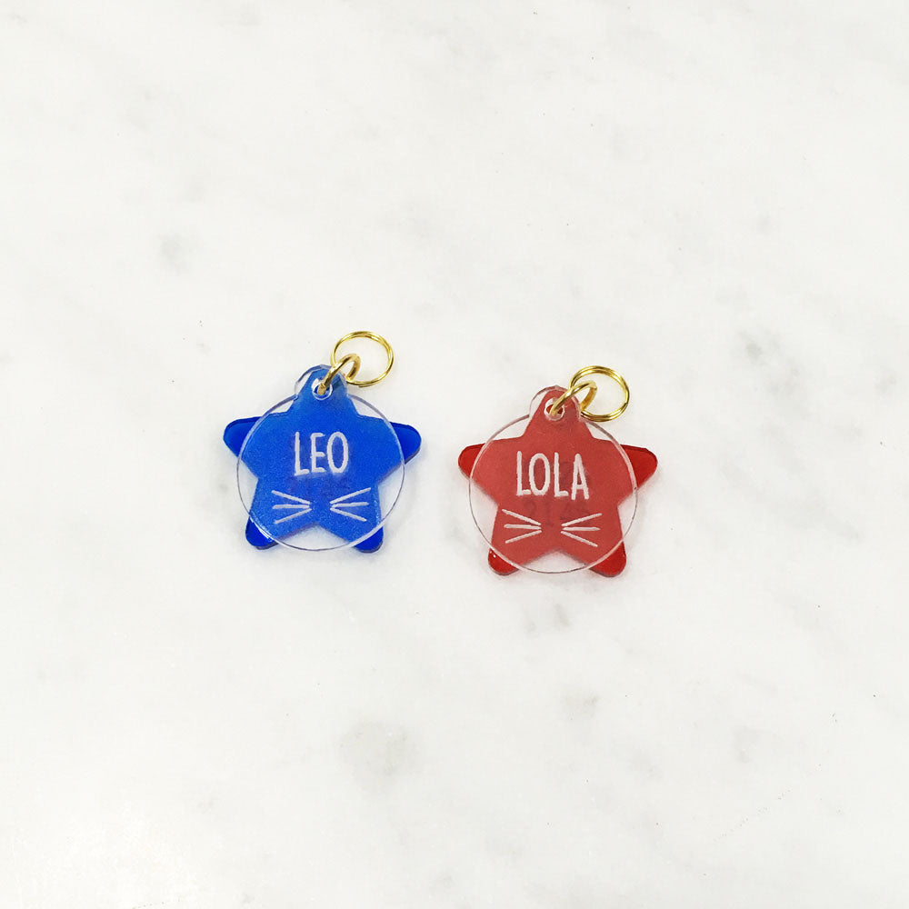Whiskers & Blue Star - Acrylic Tag