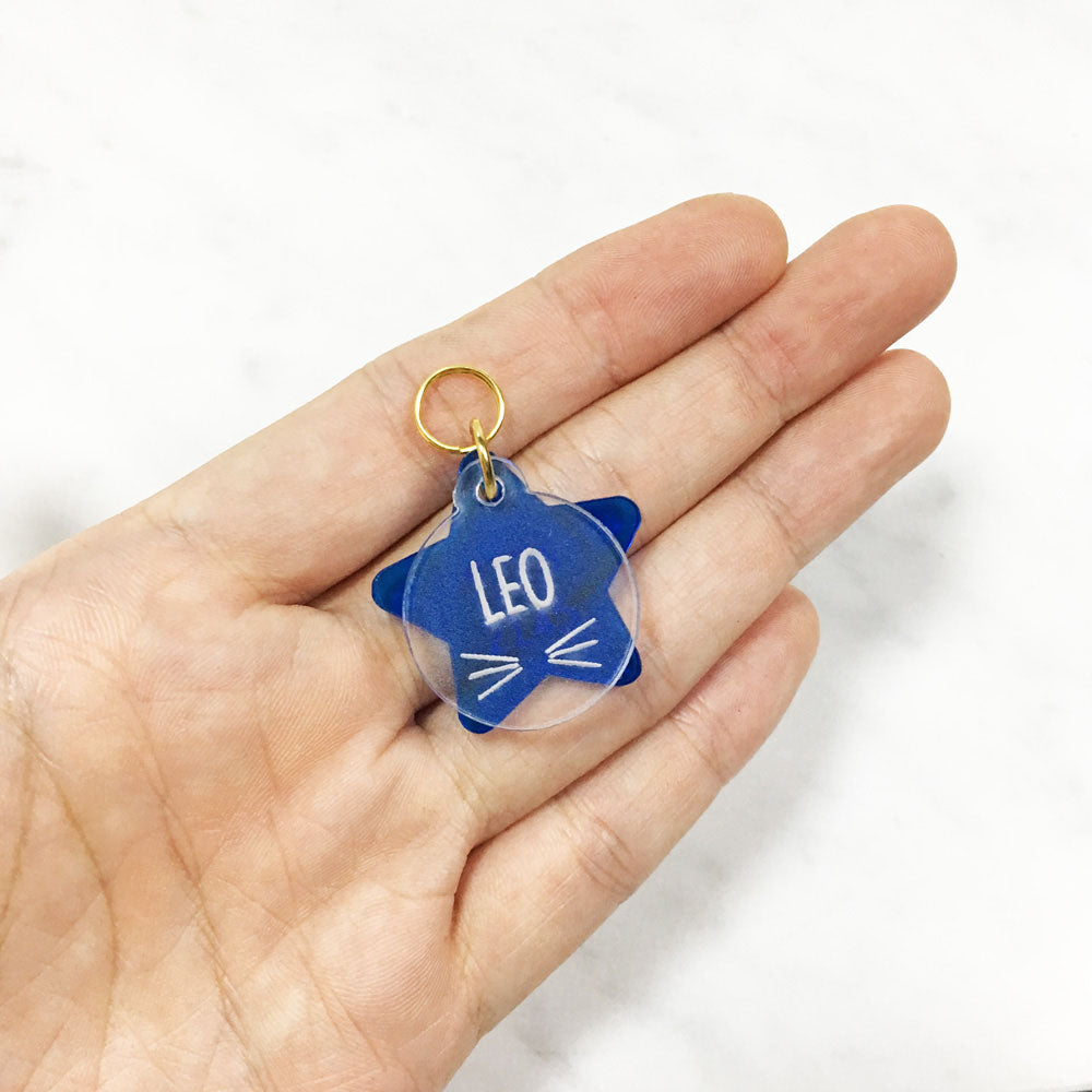 Whiskers & Blue Star - Acrylic Tag