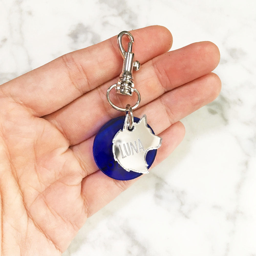 Wolf - Silver Mirror Acrylic Tag