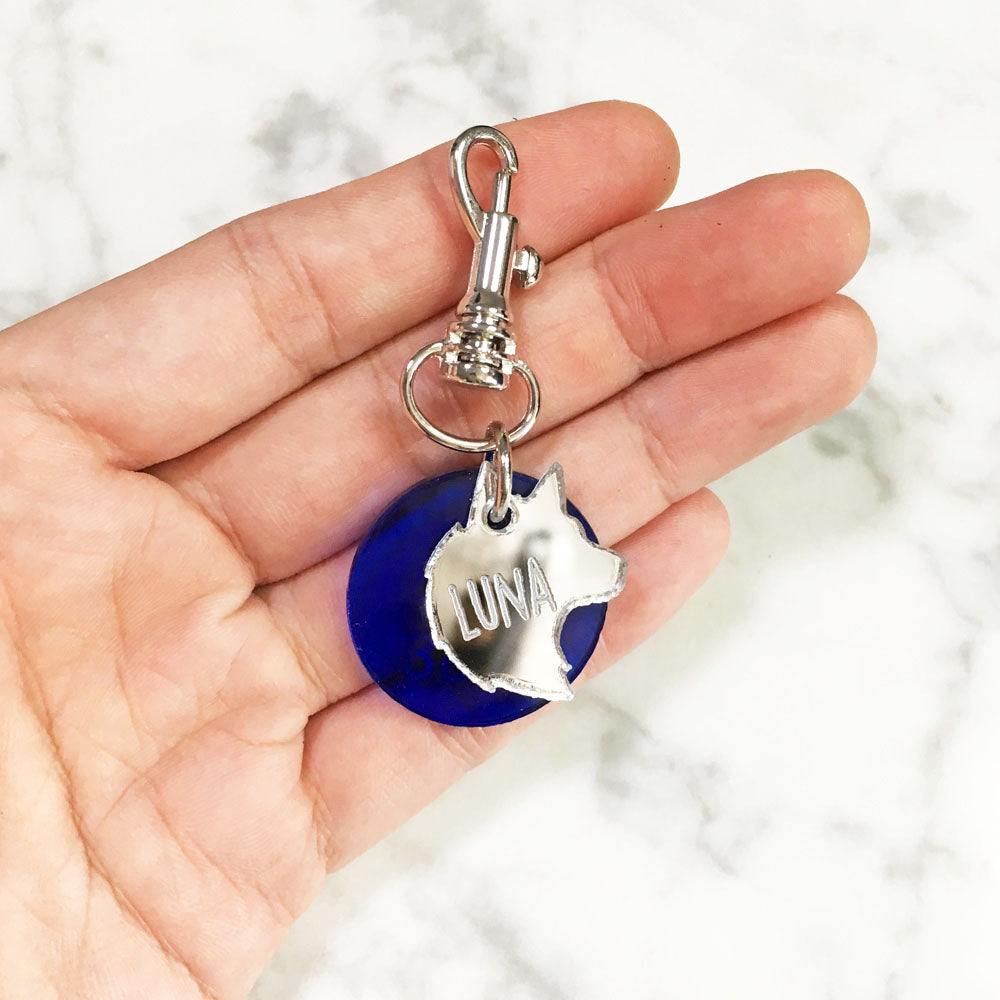Wolf - Silver Mirror Acrylic Tag