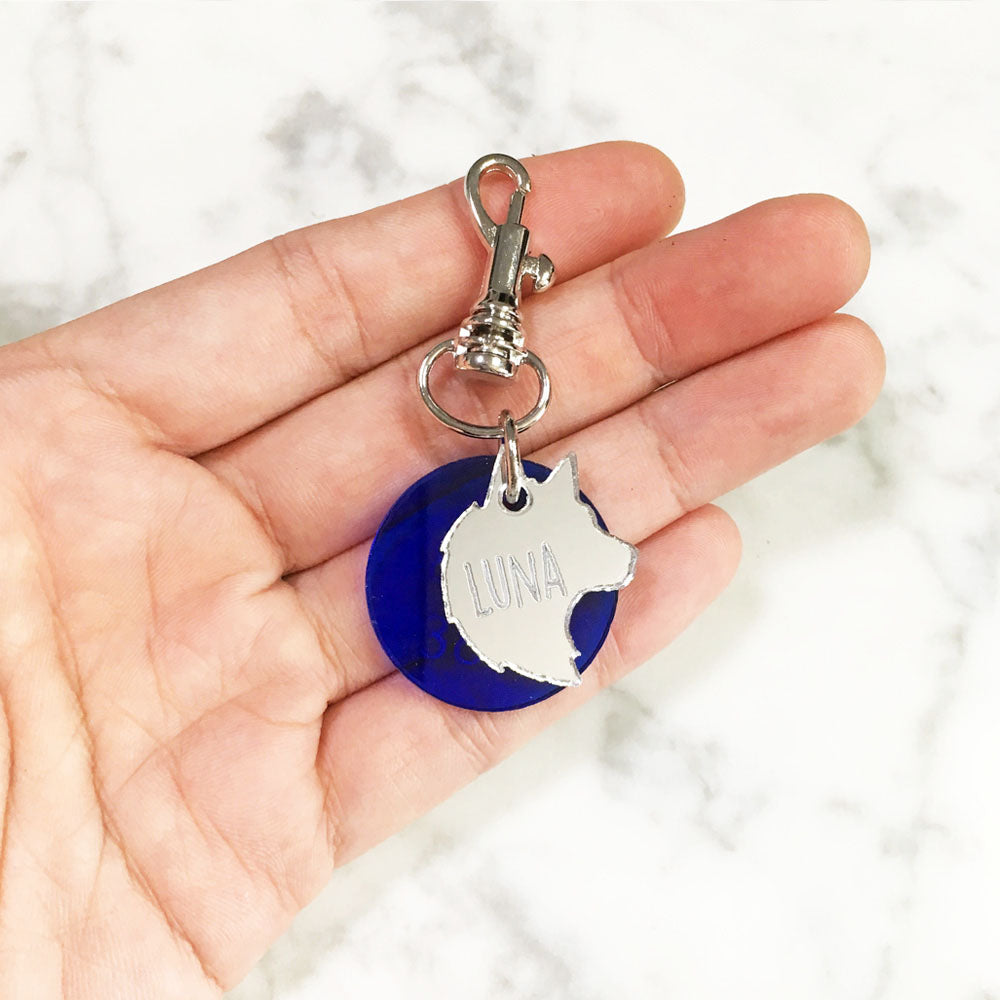 Wolf - Silver Mirror Acrylic Tag