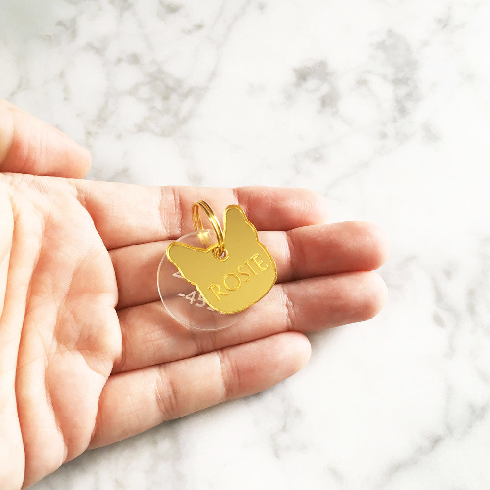 French Bulldog - Gold Mirror Acrylic Tag