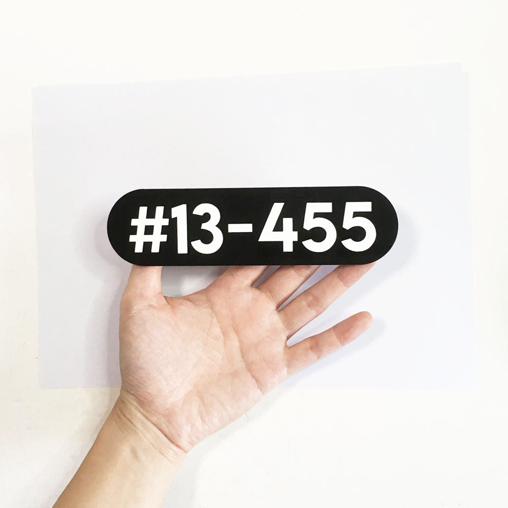 18.5cm - White on Black - Unit Number