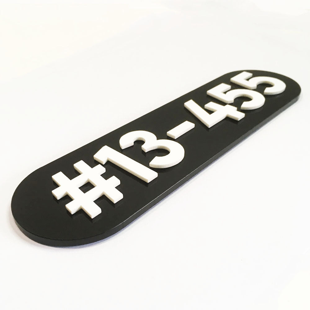 18.5cm - White on Black - Unit Number