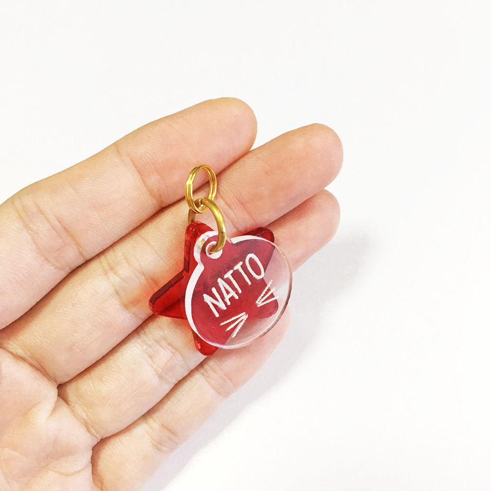 Whiskers & Red Star - Acrylic Tag