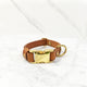 Cognac Brown - Henbury Leather Dog Collar (Gold) - Avaloncraftsg