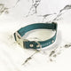 Teal - Henbury Leather Dog Collar (Silver) - Avaloncraftsg