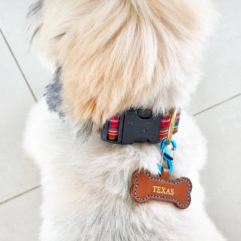 Brown - Leather Bone Dog Tag