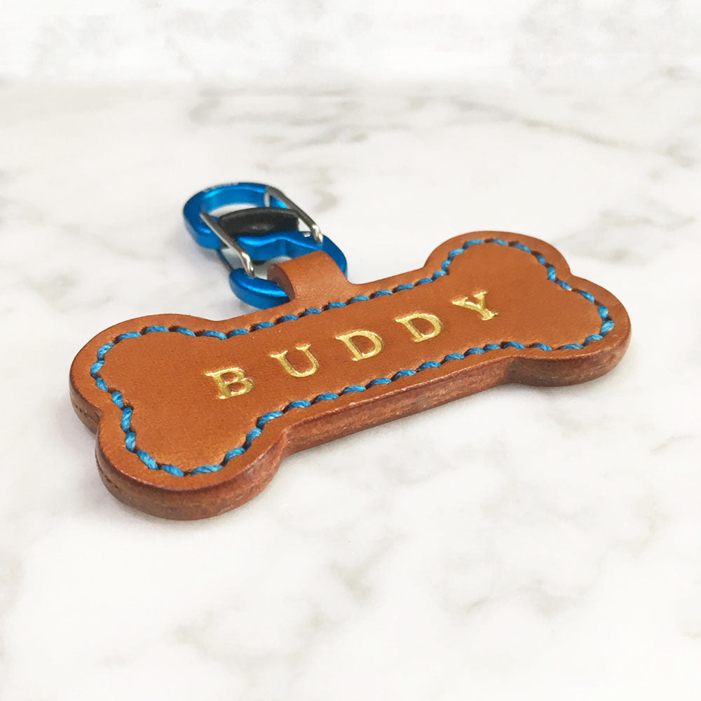 Brown - Leather Bone Dog Tag