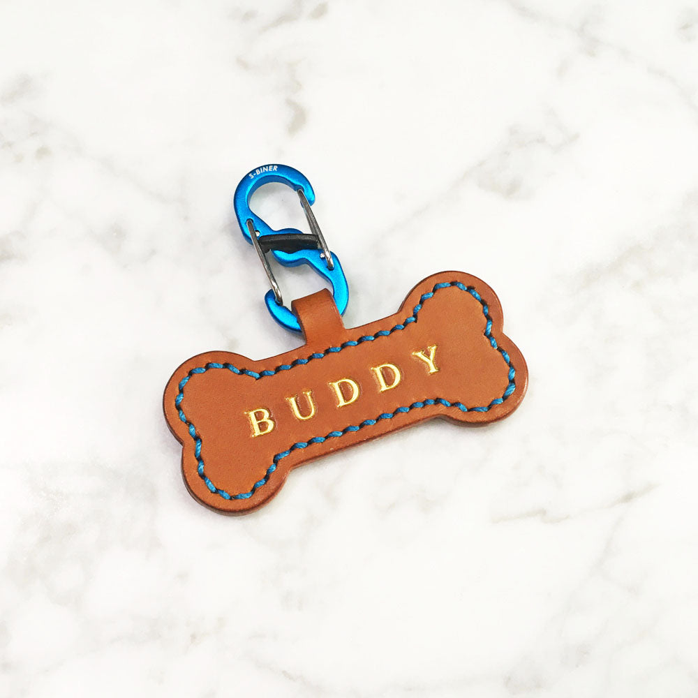 Brown - Leather Bone Dog Tag