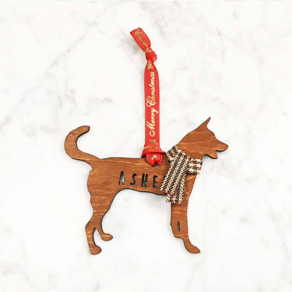 Singapore Special - Wooden Dog Ornament (with Scarf)